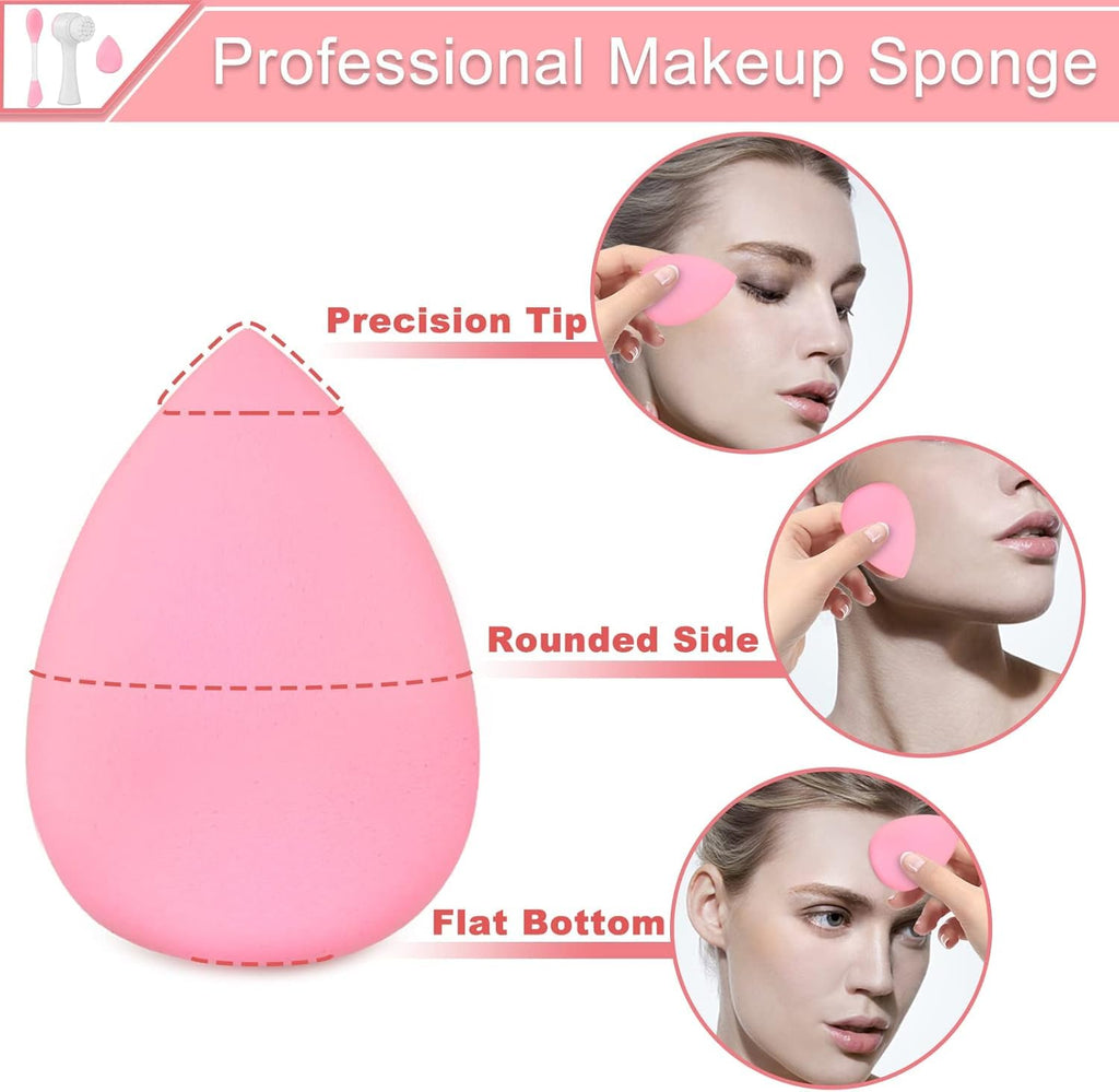 COSLUXE Manual Facial Cleansing Brush & Silicone Face Mask Applicator & Makeup Sponge, Double-Ended Facial Mask Brushes, Facial Sponge Makeup Skin Care Tool Set - Image 6