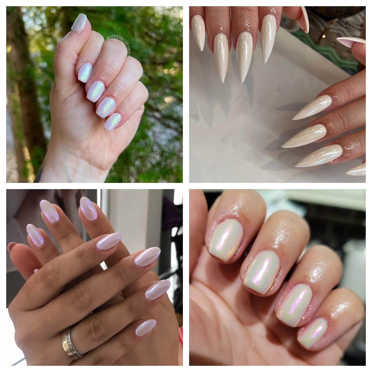 NAILWIND chrome powder, Chrome Nail Powder, 6 - Colors White Pearl Chrome Nail Powder Set, Metallic Nail Powder Mirror Effect White Chrome Powder Iridescent Nails Powder Manicure Pigment - Image 8