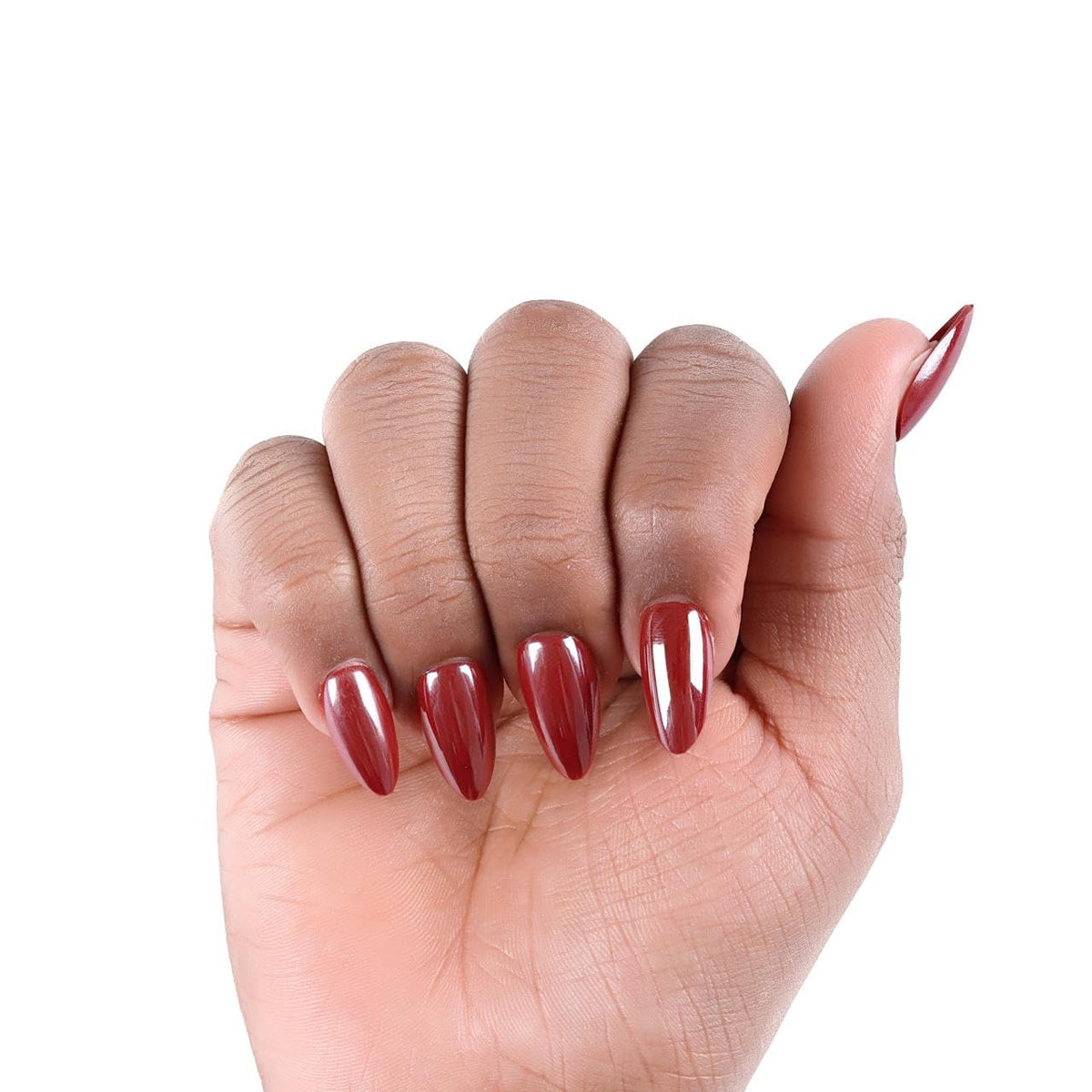 NAILWIND 30Pcs Short Almond chrome & Cat eye Nails, Press On Nails, Soft Gel Mirror Designs Glossy Nail's with Nail Glue, Reusable Glue On in 15 Sizes - 30PCS Stick On Nail Kit, Acrylic Nail for Women 03 - Dark Red - Image 3