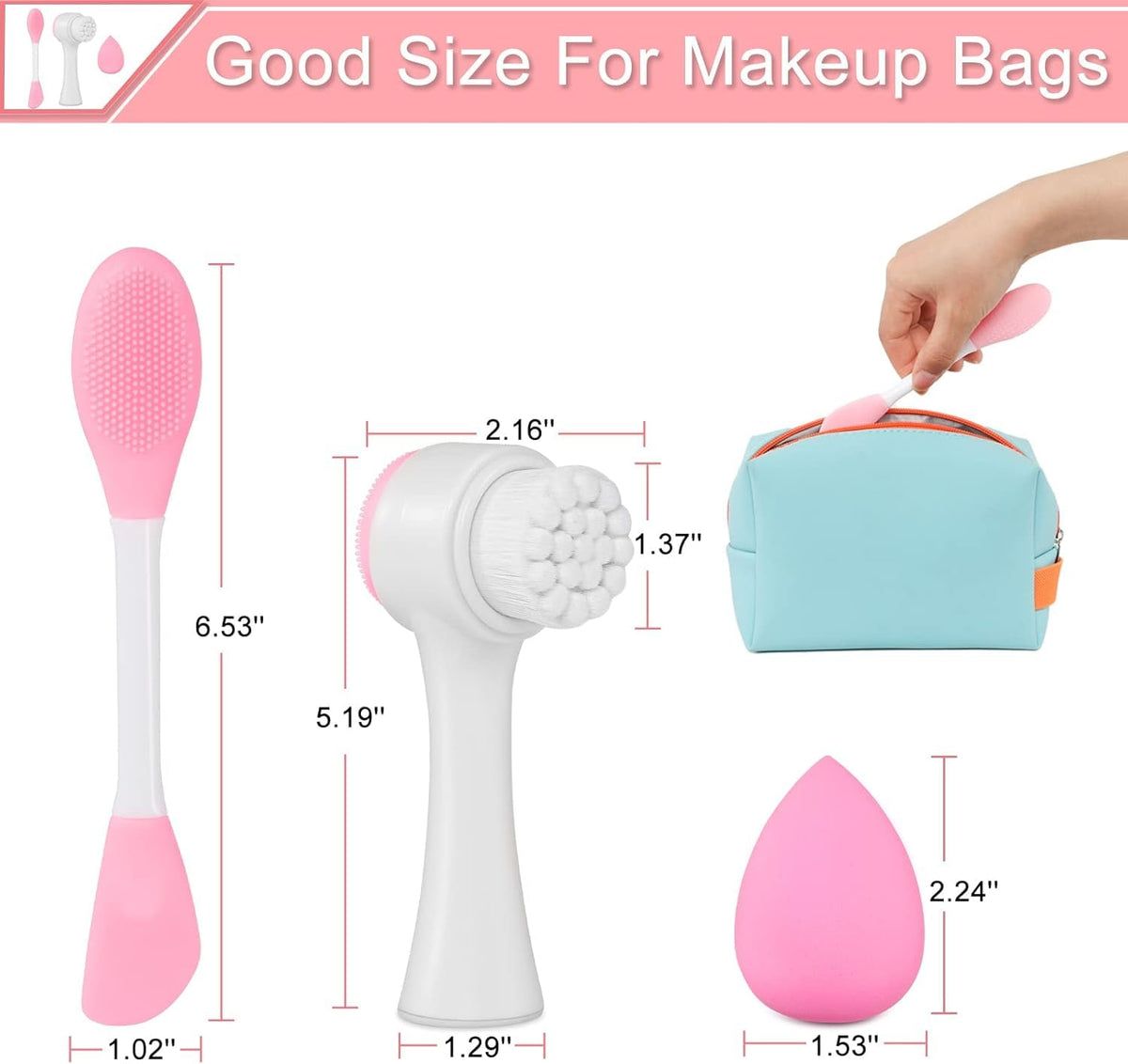 COSLUXE Manual Facial Cleansing Brush & Silicone Face Mask Applicator & Makeup Sponge, Double-Ended Facial Mask Brushes, Facial Sponge Makeup Skin Care Tool Set - Image 5