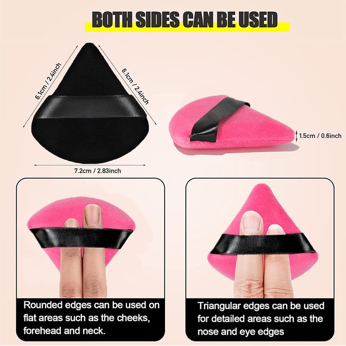 COSLUXE IMAGIC 6 Pieces Powder Puff Soft Face Triangle Makeup Puff for Loose Powder Body Cosmetic Foundation Sponges Beauty Blender Makeup Tool Multicolors - Image 2