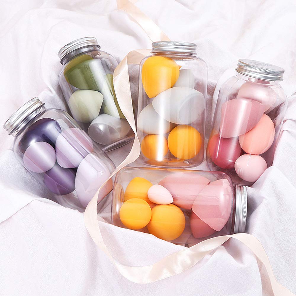 COSLUXE Makeup Sponge Set Beauty Blender with Egg Case, Soft Sponge For Liquid Foundation, Creams, and Powders?Latex Free Wet and Dry Makeup Yellow Series, 4 Big + 3 Mini -7 Pcs set - Image 3