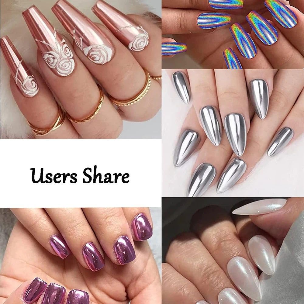NAILWIND Mirror Chrome Nail Powder Set - 12 Colors Metallic Holographic Chrome Nail Powder Purple Green Red Rose Gold Nail Chrome Powder for Gel Nails Manicure Nail Art Chrome Powder Gifts for Women - Image 6