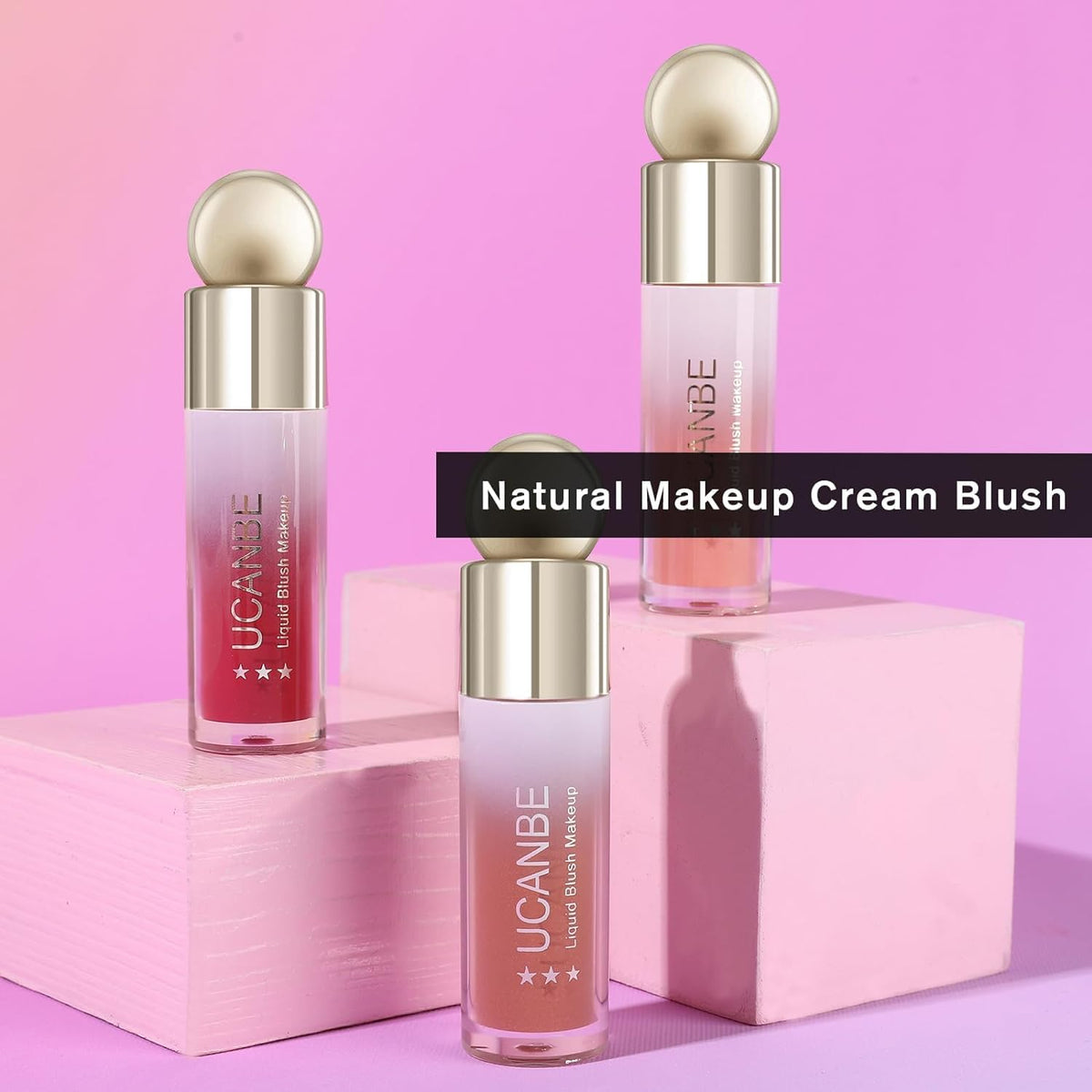 COSLUXE UCANBE 3 PCS Liquid Blush Makeup Set, Blendable Soft Cream Face Blush for Cheeks, Natural Matte Finish Looking Long-Wearing Smudge-Proof Moisturizing Makeup (01) - Image 5