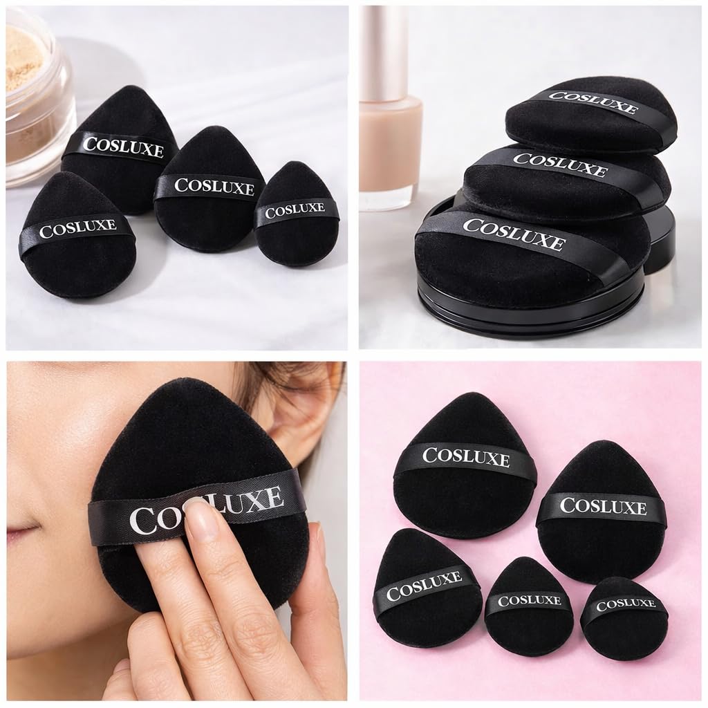 COSLUXE 4 Pcs Triangle Makeup Puffs – Soft Velvet Face Powder Applicators for Setting, Blush & Foundation, Reusable Cosmetic Beauty Tools for Daily & Travel Use - Image 5