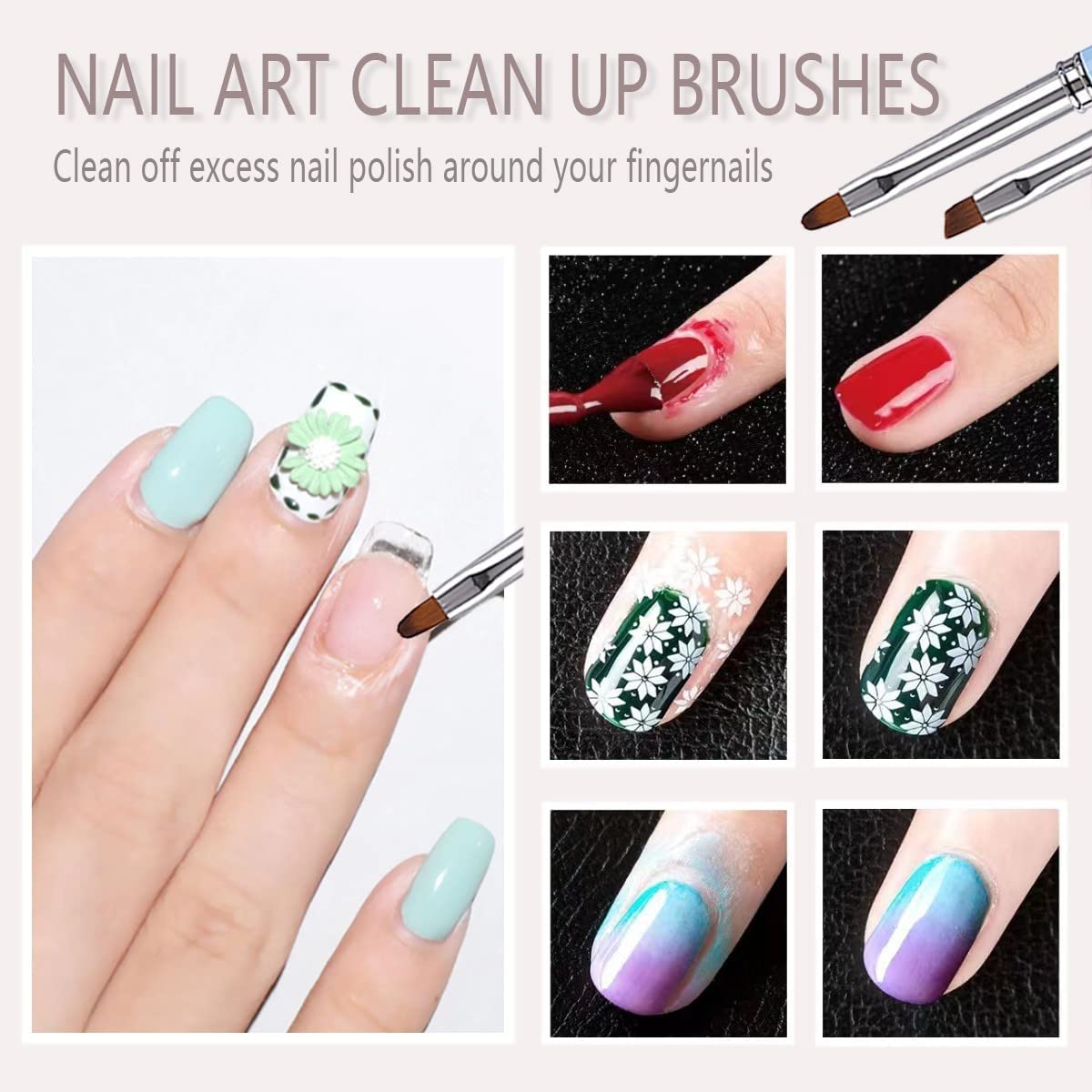 NAILWIND Nail Art Brushes,5 Pcs Round&Angled Nail Brushes for on the Cuticles, Nail Brush, Finger nail Brushes for Nail Art and Designs - Image 7