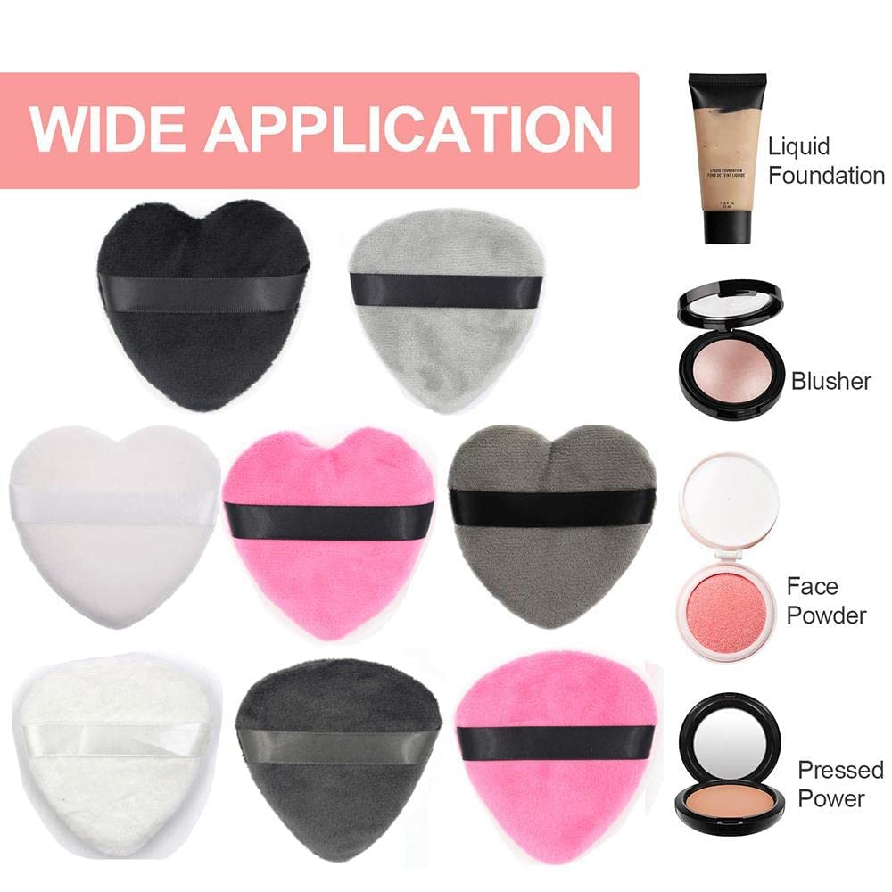 COSLUXE Makeup Blendiful Puffs,Large Face Powder Puffs Cotton Velour Tear Drop Shape and Love Shape Puff,Makeup Tool Beauty Sponges Blender (Love Heart - Mini, PACK OF 1 PCS) - Image 8