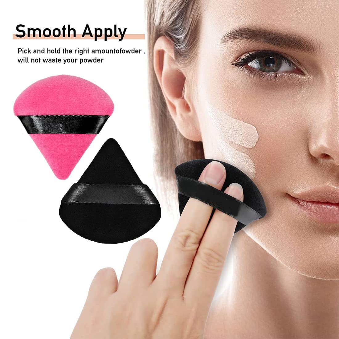 COSLUXE IMAGIC 6 Pieces Powder Puff Soft Face Triangle Makeup Puff for Loose Powder Body Cosmetic Foundation Sponges Beauty Blender Makeup Tool Multicolors - Image 5