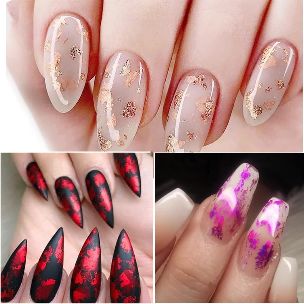 NAILWIND foil paper for nail art | nail art foil paper | 6Pcs Foil Flakes for Resin | for Nails, Painting, Crafts, Slime and Resin Jewelry Making - Image 6