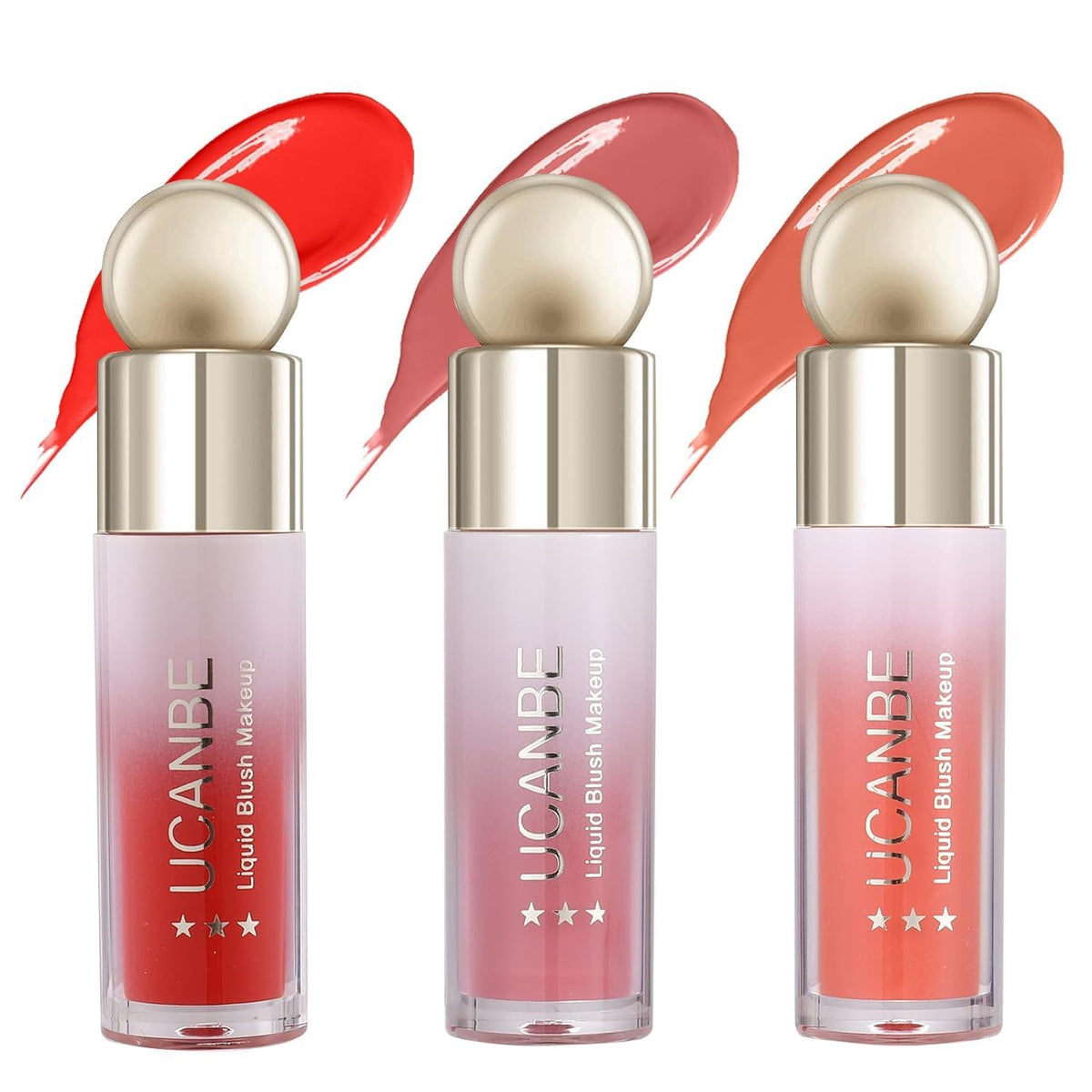COSLUXE UCANBE 3 PCS Liquid Blush Makeup Set, Blendable Soft Cream Face Blush for Cheeks, Natural Matte Finish Looking Long-Wearing Smudge-Proof Moisturizing Makeup (02)