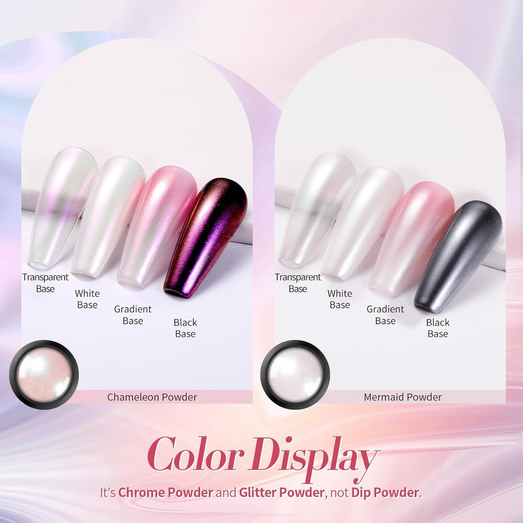 NAILWIND White Chrome Rainbow Nail Powder Set, Reflective Glitter Metallic Mirror Effect for Nails Art Design 3D Holographic Silver Rose Gold Pigment,1- PCS - Image 2