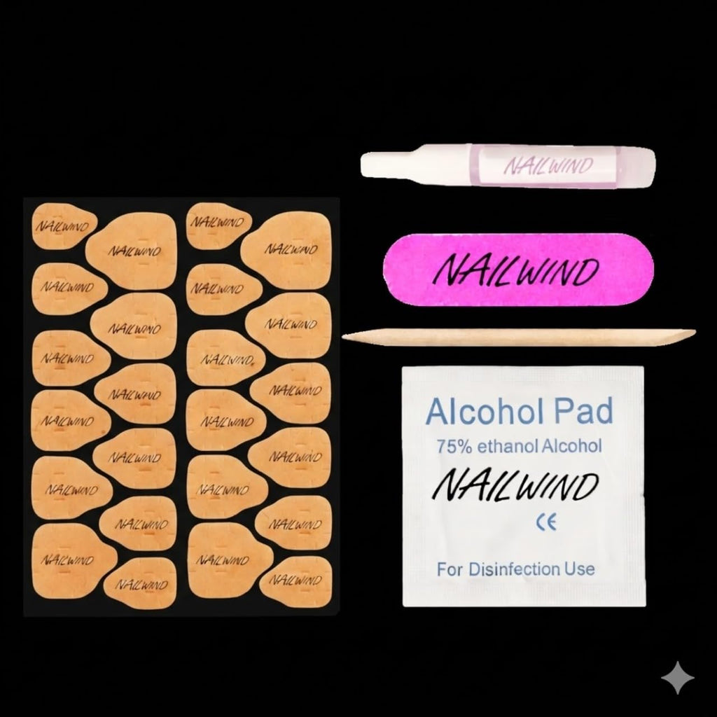 NAILWIND Press On Nail Kit with Glue & Adhesive Tabs – Nail Prep Kit with Mini File, Cuticle Sticks & Prep Pads | Long Lasting Fake Nails Tools for Beginners & Salon Use - Image 9