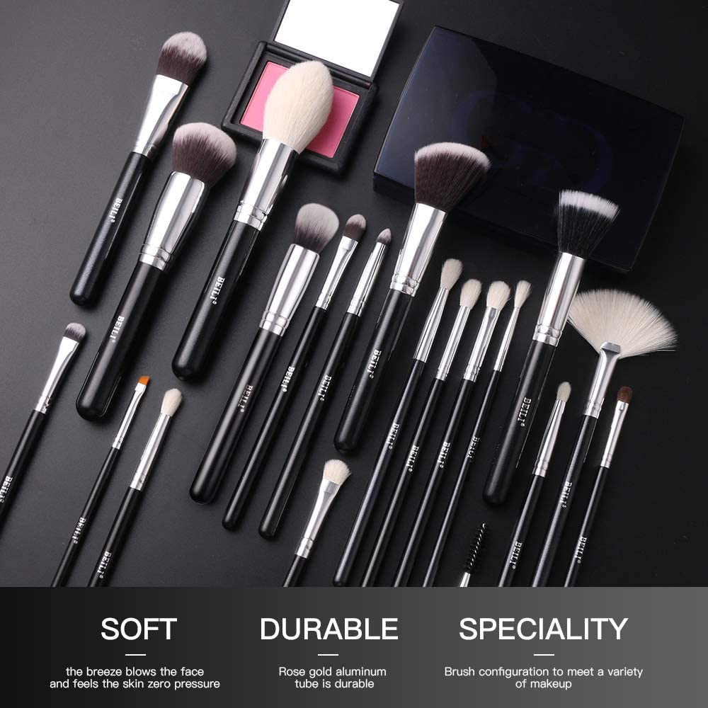 COSLUXE BEILI Professional Makeup Brush Set,Natural Goat Hair Premium Synthetic Kabuki Foundation Face Powder Highlighter Blush Concealer Eye Shadow Blending Eyeliner Make Up Brush B20 - Image 8