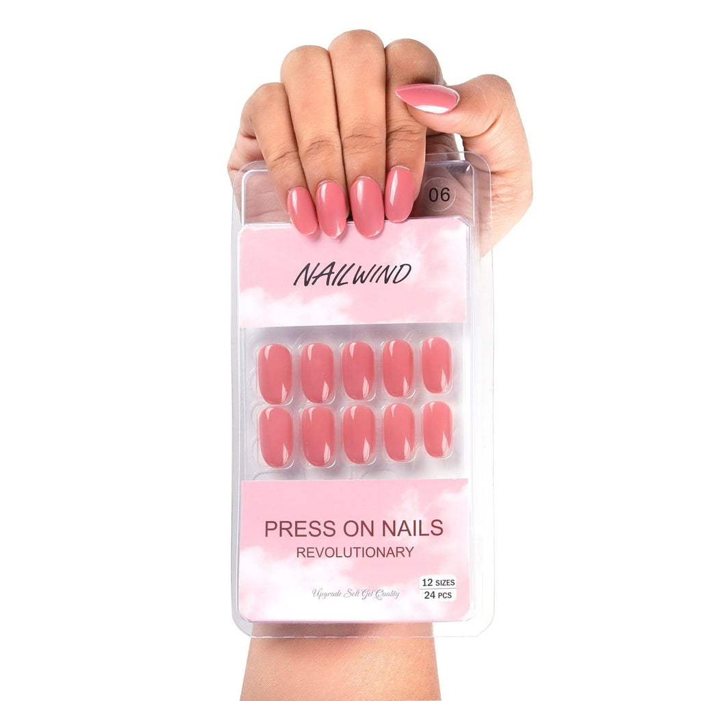 NAILWIND 24 Natural French Short False Nails Acrylic Full Cover Nails,Natural Fake Nails Delicate & Comfortable for Women and Girls (N06, 24 Count -Pack of 1) - Image 2