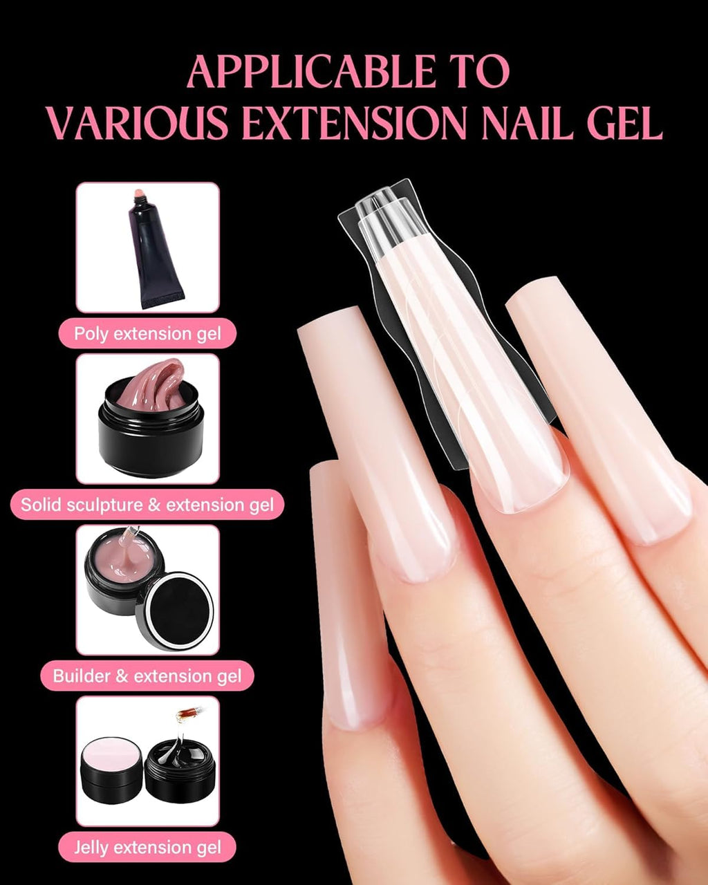 NAILWIND 180 PCS Sandwich Nail Dual Forms, Nail Extension Kit for Beginner & Professional, 15 Sizes /12pc Dual Form for Polygel and Builder Gel, Salon and Home DIY Nail Art Tools (2- F47S - F47X) - Image 6