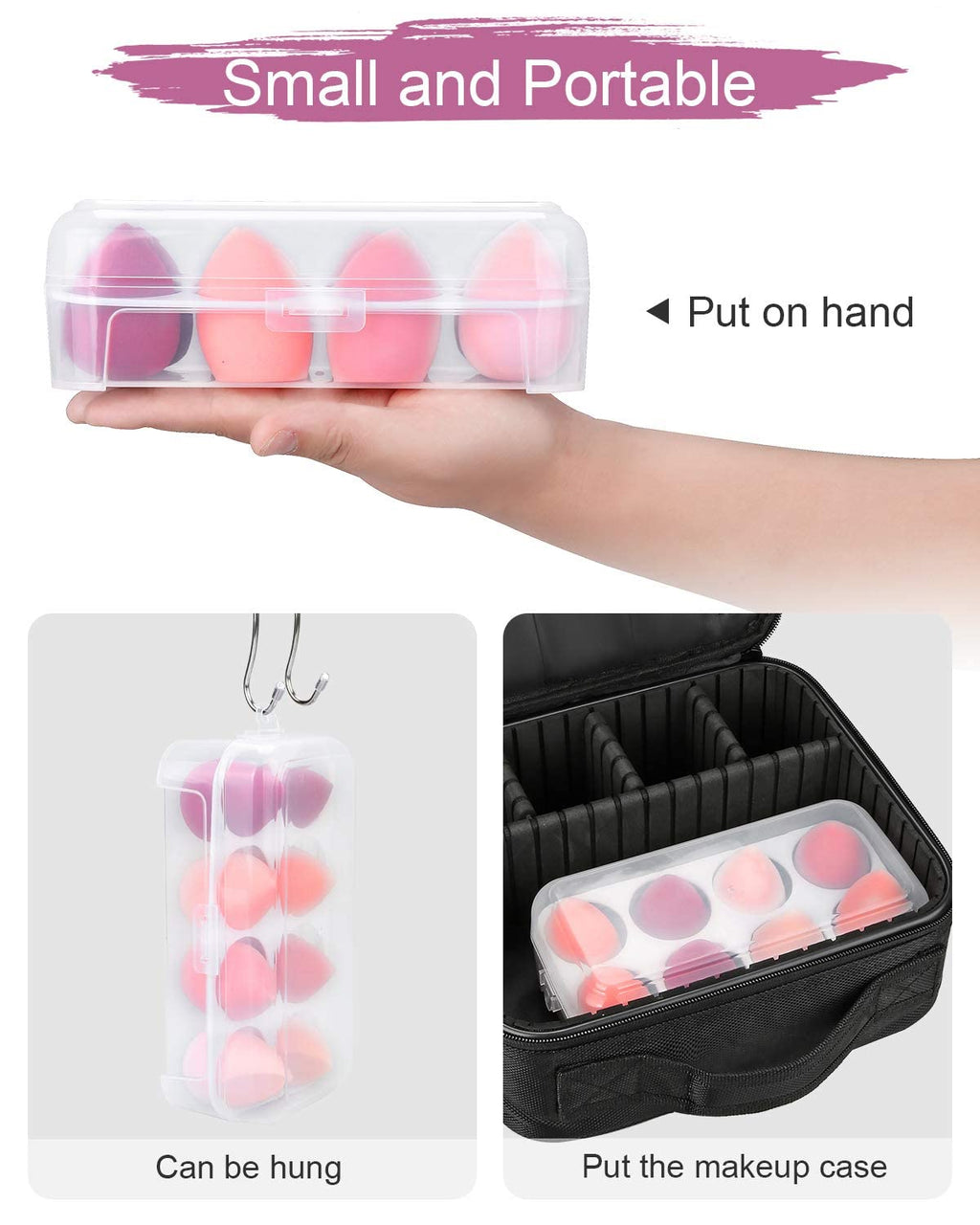 COSLUXE Makeup Sponge Set Beauty Blender with Egg Case, Soft Sponge For Liquid Foundation, Creams, and Powders?Latex Free Wet and Dry Makeup Purple Series, 8 Pcs - Image 2