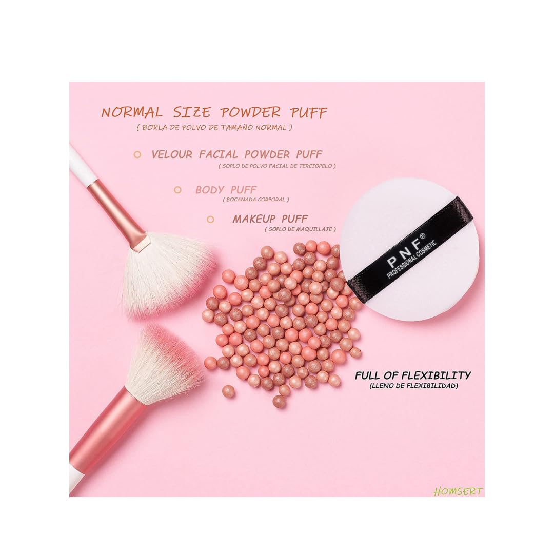 PNF PROFESSIONAL Makeup Powder Puff with Strap | Ultra Soft Washable | Pure Cotton Round Makeup Puff | for Loose Powder Mineral Powder for Woman Girl, Small Size (WHITE, 2 PCS) - Image 6