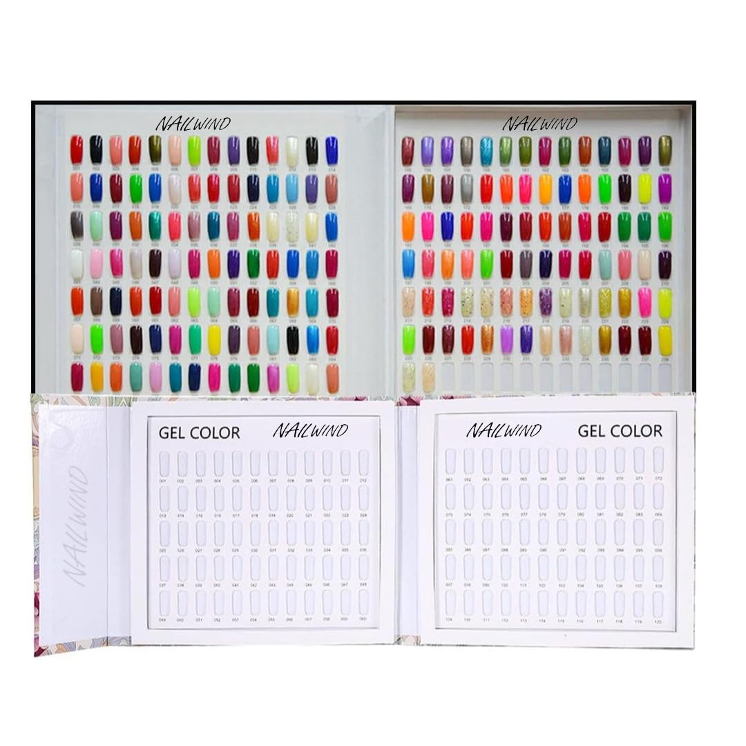 NAILWIND Nail Display Book, Nail Art Display Chart, Nail Art Colour Chart, Nail Swatches Nail Color Display Chart Book Nail Polish Gel Color Display Card Nail Art Showing Board (120 - COLORS)