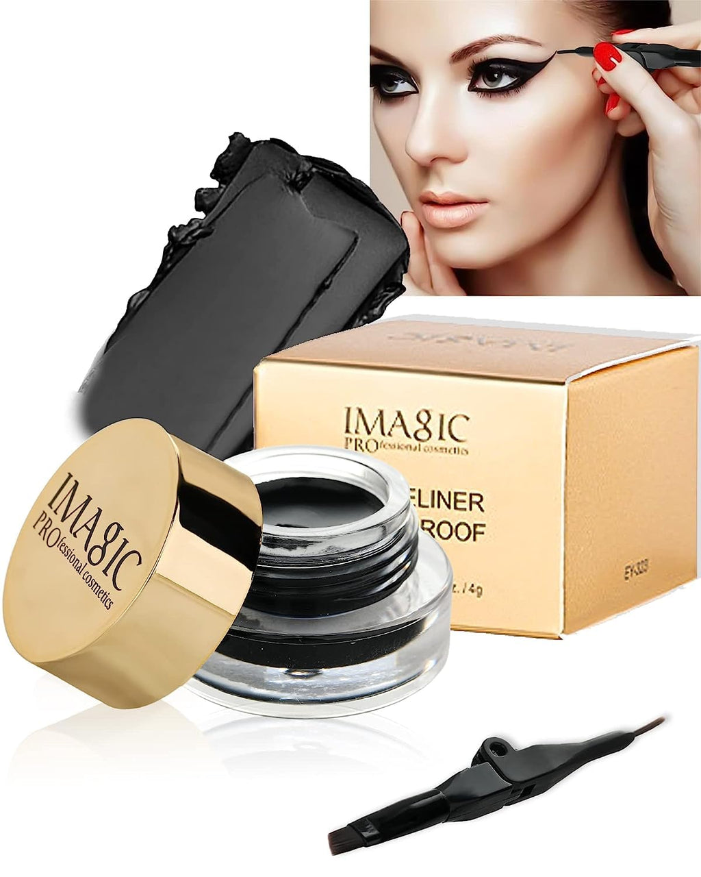 COSLUXE IMAGIC Gel Eyeliner, Long Lasting Waterproof Matte Eyeliner Cream Gel, High-Intensity Pigments Smudge-Proof Eye Liner,Makeup Gift for Women Girl (BLACK)