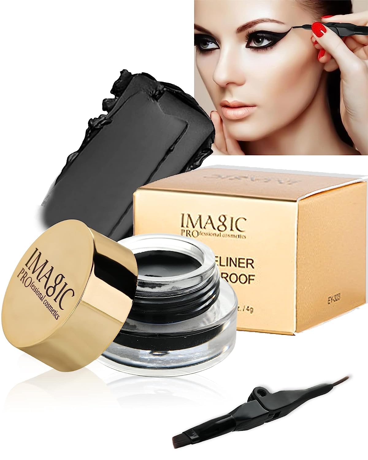 COSLUXE IMAGIC Gel Eyeliner, Long Lasting Waterproof Matte Eyeliner Cream Gel, High-Intensity Pigments Smudge-Proof Eye Liner,Makeup Gift for Women Girl (BLACK)