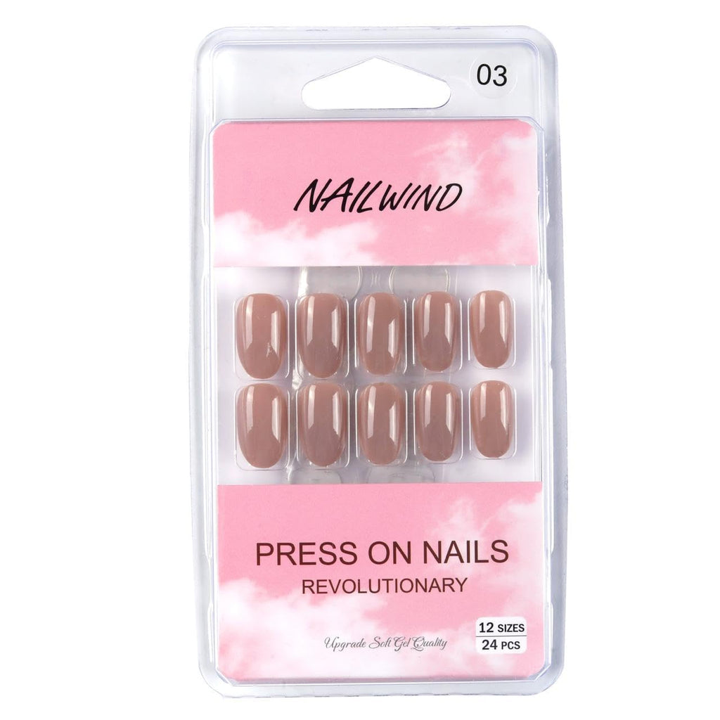 NAILWIND 24pcs Press on nails | Natural Short False Nails | Acrylic Full Cover Nails | Natural Fake Nails Delicate & Comfortable for Women and Girls (V-03) - Image 5