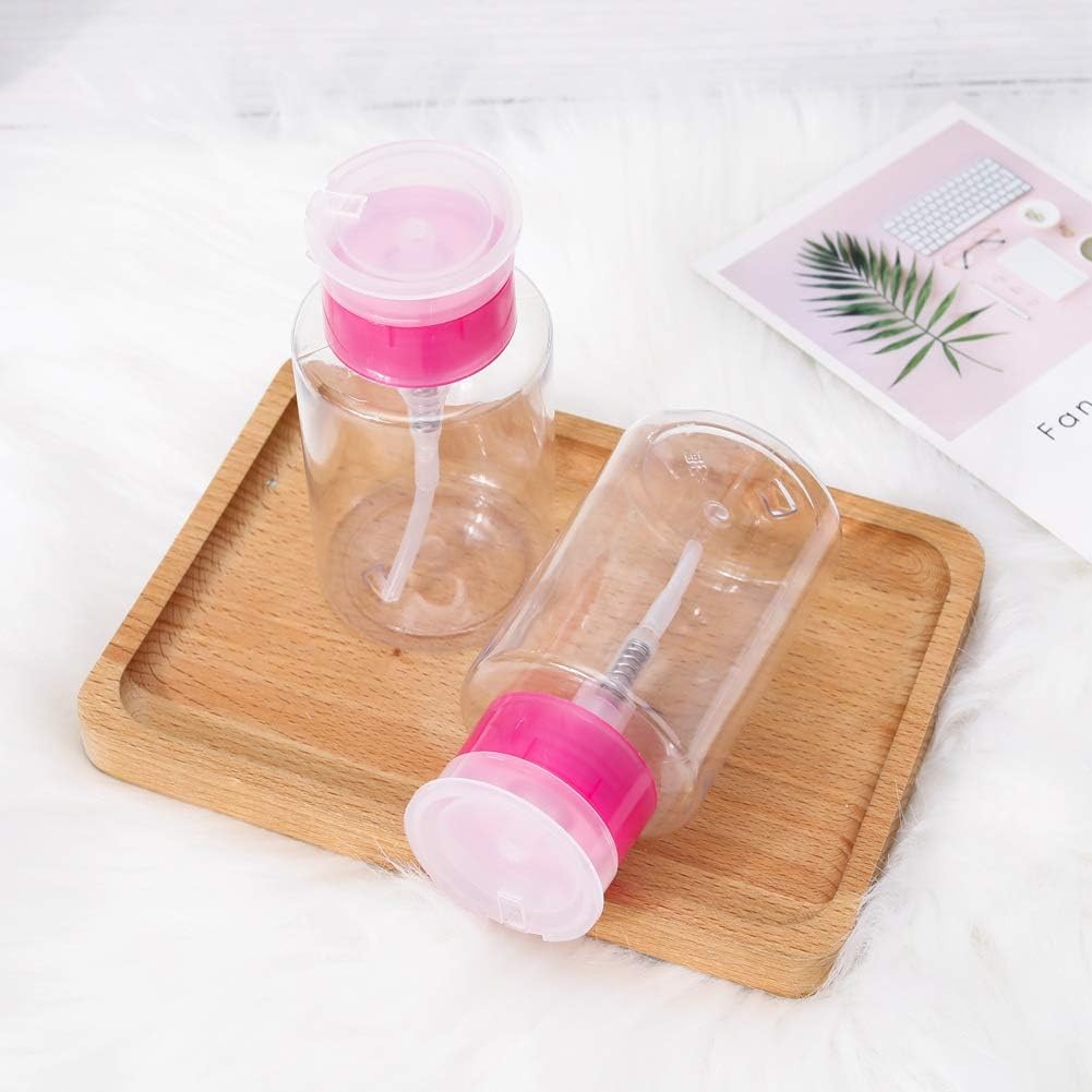 NAILWIND Nail Polish Remover Pump Empty Dispenser Bottle for Alcohol, Nail Polish and Makeup Remover, 150ml(5.10z), Hotpink Top Cap (PACK OF 1) WHITE - Image 3