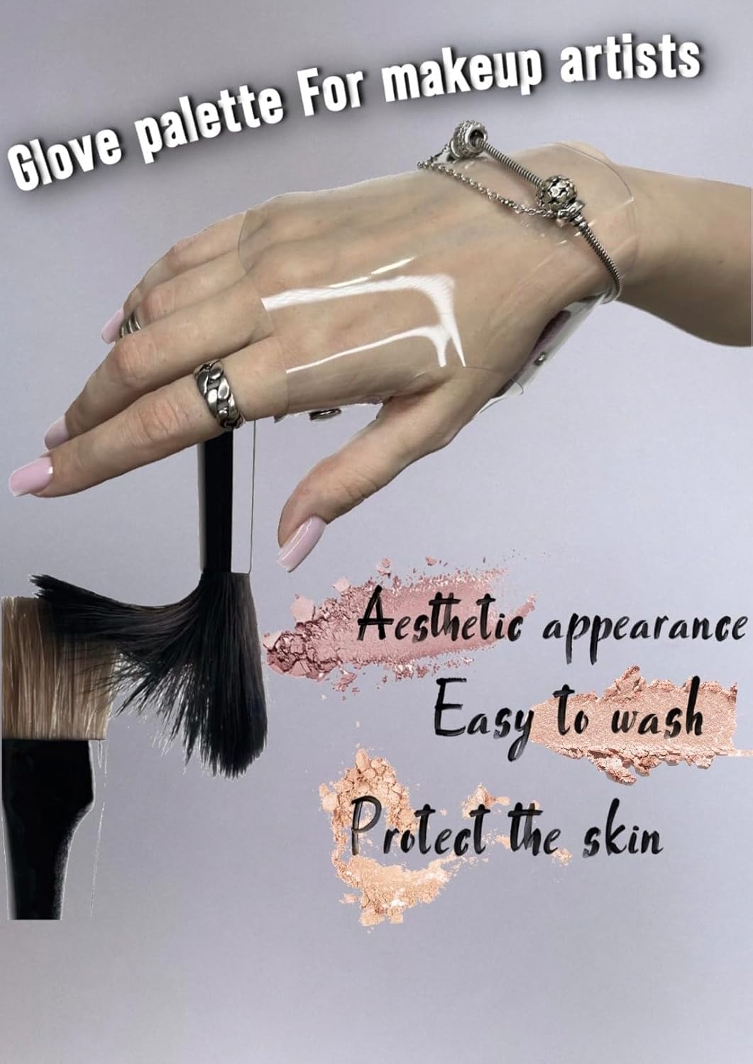 BH STUDIO PRO Makeup Hand Gloves Mixing Palette, Handheld Makeup Mixing For Makeup Artist, 1 Count - Image 5