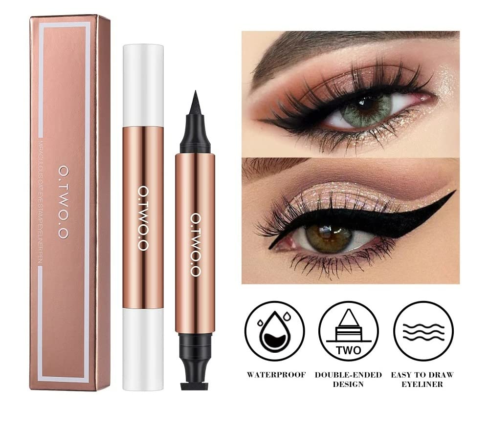 O TWO O Liquid Eyeliner, Cat Eyes Stamp Eyeliner Pen, Waterproof Fast Dry Double-ended Eye Liner For Women girls - Image 8