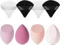 COSLUXE 4 Pcs Makeup Sponge Beauty Blender with Egg Case with 4 Pcs Powder Puff Triangle Soft Powder Sponge Reusable Cosmetic Foundation Wet Dry Makeup Set Multi-colored