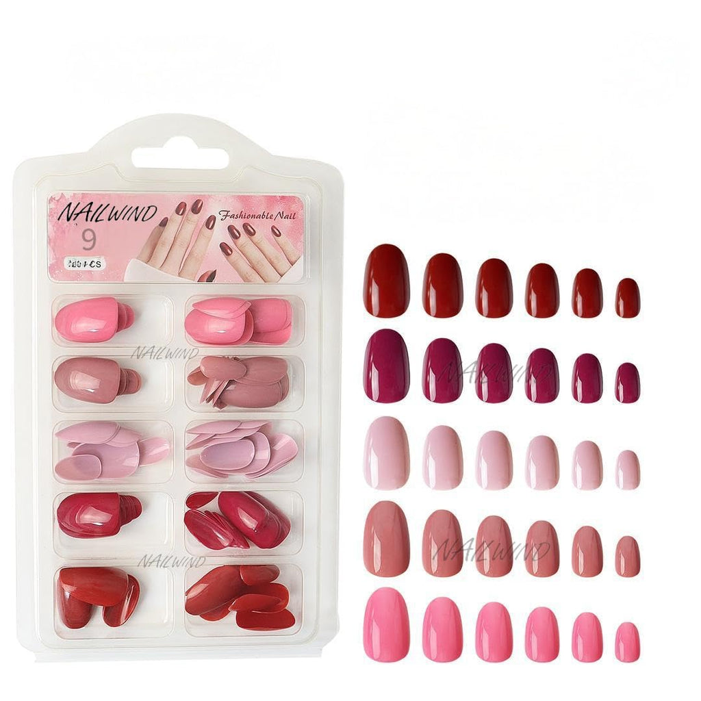 NAILWIND 120 Pcs Soft Gel Nails | Medium Round Artificial Nails Extensions | Combo in 5 Colors With Glue Stickers | Acrylic Nails Press ons for Women Girls (09)