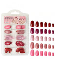 NAILWIND 120 Pcs Soft Gel Nails | Medium Round Artificial Nails Extensions | Combo in 5 Colors With Glue Stickers | Acrylic Nails Press ons for Women Girls (09)