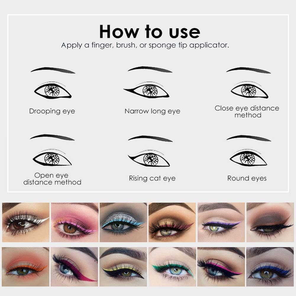 My Colors Colorful Liquid Eyeliner Set, 12 colors Matte Neon Eyeliner Pigmented Waterproof Smudgeproof Long Lasting Eye Liner Eye Makeup Gift Kit for Women C, 12 Pcs - Image 4