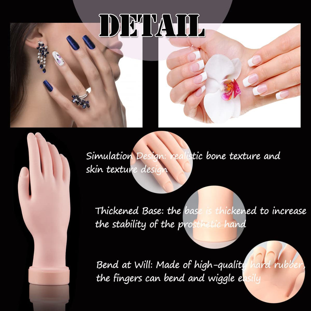 NAILWIND Practice Hand for Acrylic Nails, Fake Nail Hand Practice, Flexible Bendable Mannequin Rubber Hand, Manicure Hands Nails Art Hand Training Hand for Nail Practice 1-Pcs - Image 8