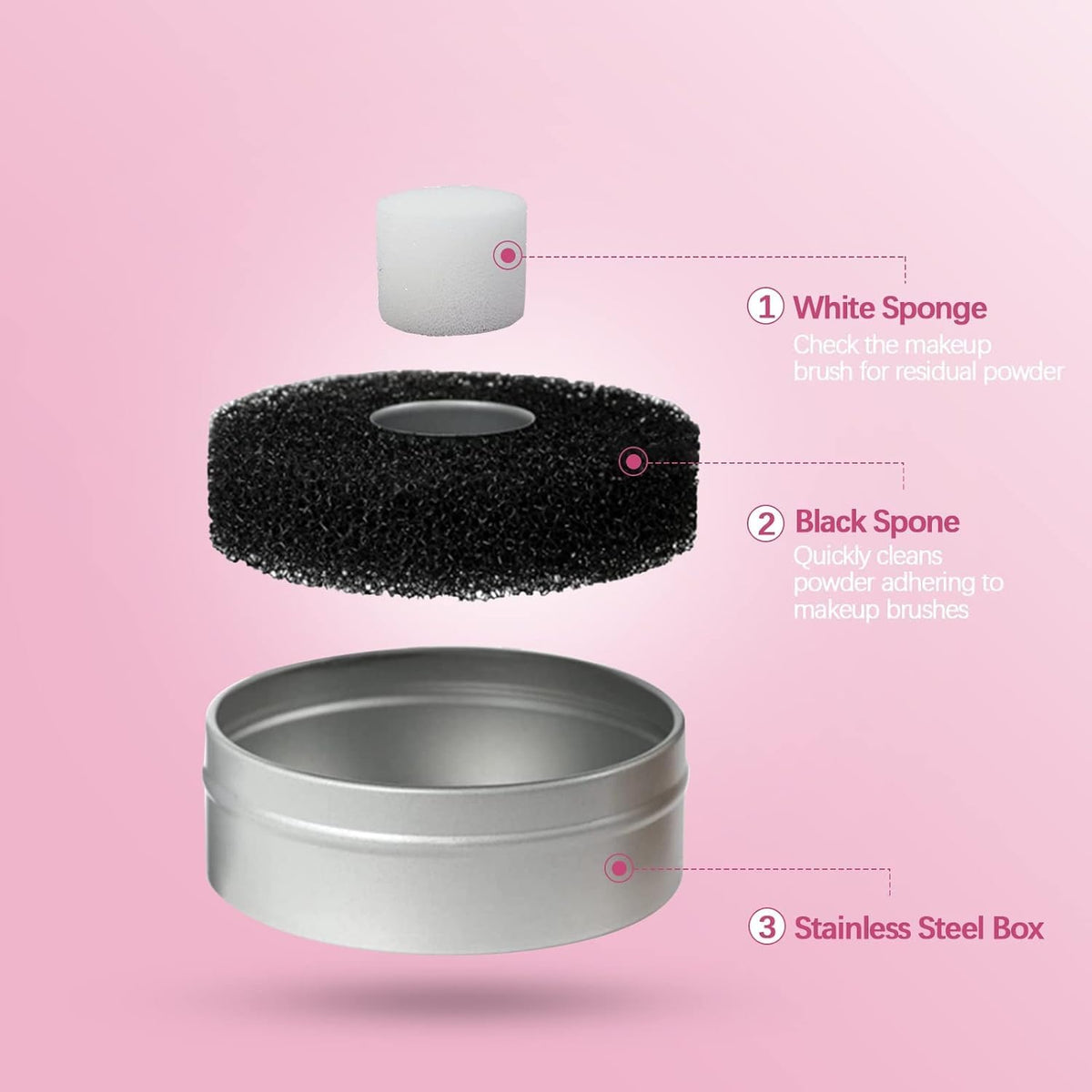 COSLUXE Makeup brush cleaner Makeup Brush Tool - Makeup Brush Quick Cleaner Sponge - Removes Shadow Color from Your Brush White and Black - Image 3