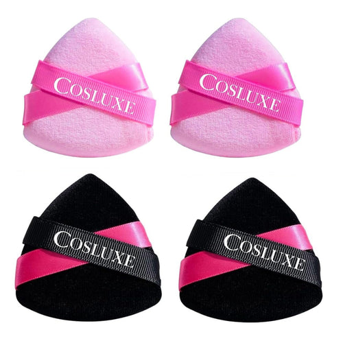 COSLUXE 4Pcs Ultra-soft Triangle Puff - Premium Beauty Tool For Powder & Setting, Essential Portable Puffs For Travel & Daily Use, Applies Evenly- Essential Beauty Tools
