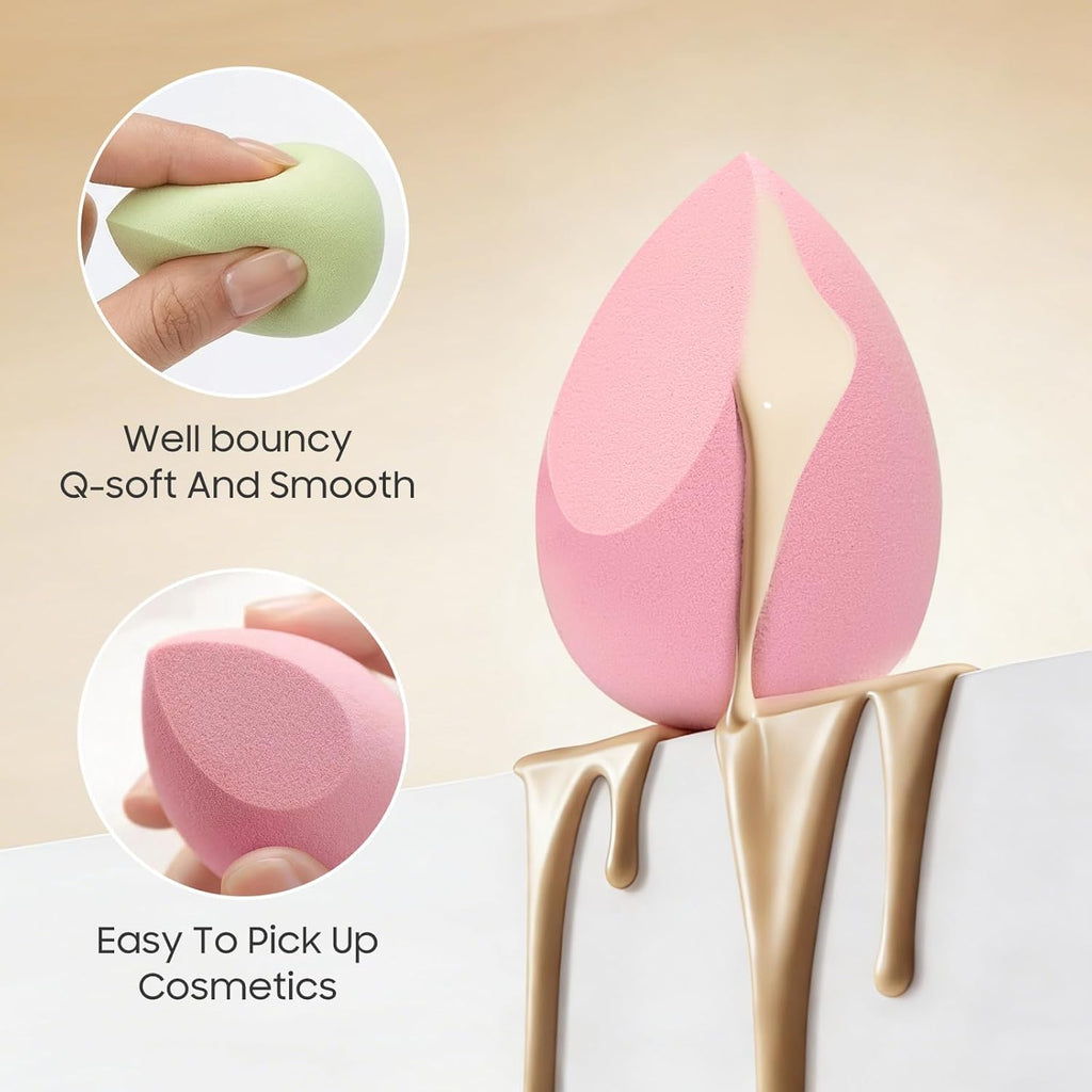 16 Pcs Multicolor Makeup Sponge Set - Latex-Free, Soft & Reusable Beauty Makeup Sponge for Wet/Dry Use Blending Powder Puff for Foundation & Concealer Washable Makeup Sponges - Image 5