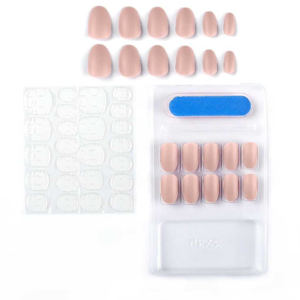 NAILWIND 24pcs Press on Nails | Matte Natural French Short False Nails | Acrylic Full Cover Nails | Natural Fake Nails Delicate & Comfortable for Women and Girls (V-33) - Image 4