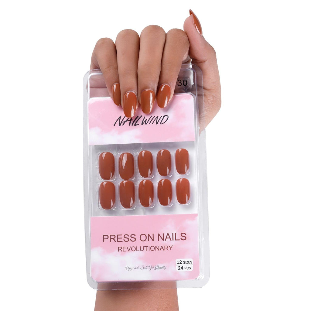 NAILWIND 24 Natural French Short False Nails Acrylic Full Cover Nails,Natural Fake Nails Delicate & Comfortable for Women and Girls (N30, 24 Count -Pack of 1) - Image 2