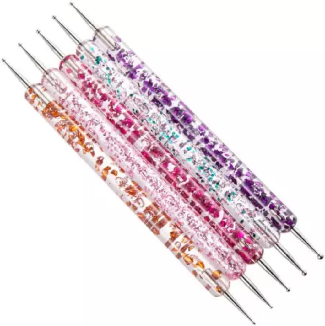 NAILWIND Nail Art Dotting Pen Dual?Ended Nail Art Brushes, Manicure Picking Pen for Rhinestones Steel Balls Pearls Nail Decoration, DIY Gel Nail Making Dots Design Pen (Multi, 5 PCS) - Image 7