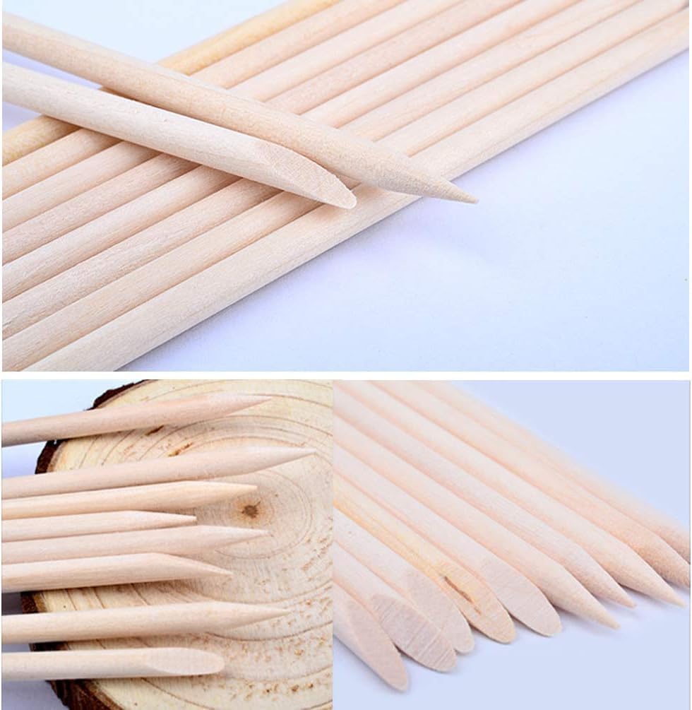 100 PCS Orange Wooden Sticks, Double-End Wood Cuticle Pusher Nail Art Manicure Pedicure Tools - Image 9