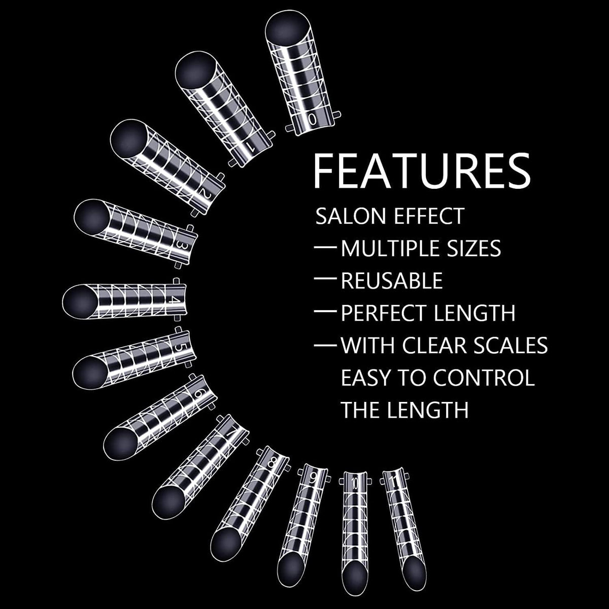 NAILWIND Extension Tips Set for Enhancement, Thickening Acrylic False Nails - Manicure Tool, 12 Sizes, Trendy Art Design, Salon DIY at Home (Clear, 120-Pcs) - Image 2