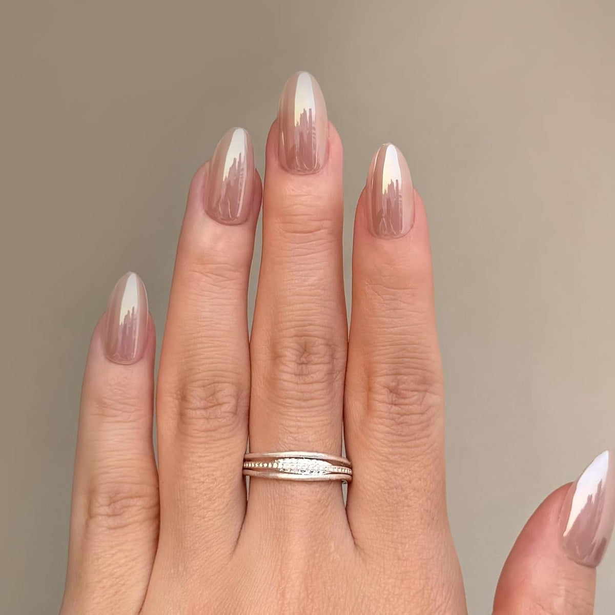 NAILWIND Almond Press On Nails Medium, Nude Short Press On Soft Gel Mirror Designs Glossy Ombre Nails with Nail Glue, Semi-Transparent Reusable Glue On in 15 Sizes - 30PCS Stick On Nail Kit, Acrylic Nail for Women 26 - Image 9