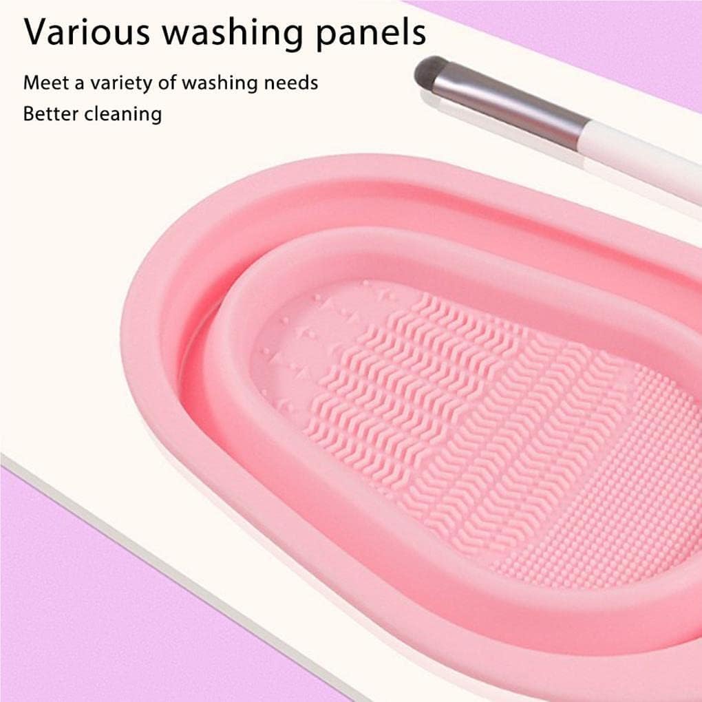 COSLUXE Makeup Brush Cleaning Mat Bowl, Soft and Durable Silicone Cosmetic Cleaner Pad, Foldable Portable Washing Tool Scrubber with 4 Textures - Multicolour Pack Of 1 - Image 7
