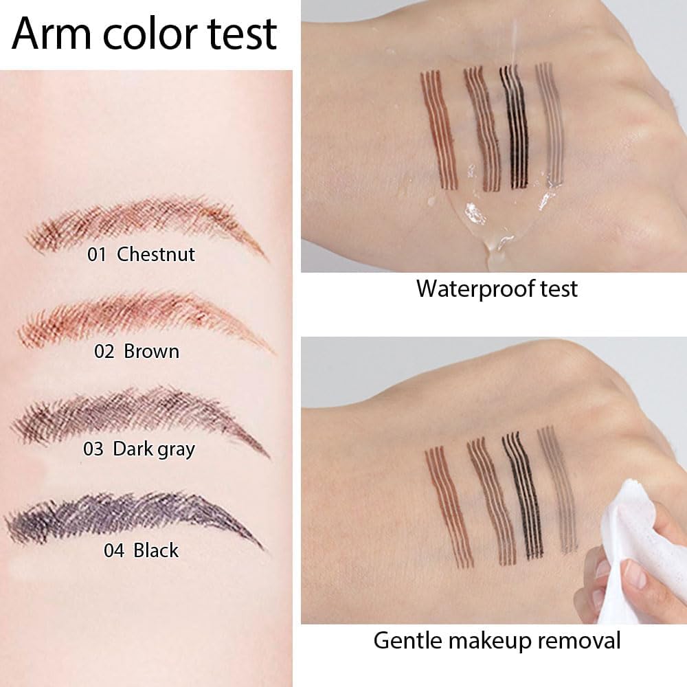 MY COLORS Eyebrow Pen, Liquid Eyebrow Pen, Waterproof Brow Pencil with Eyebrow Tattoo Pen, Smudgeproof Long Lasting Fine Sketch Microblading Pen, 02- BROWN - Image 3