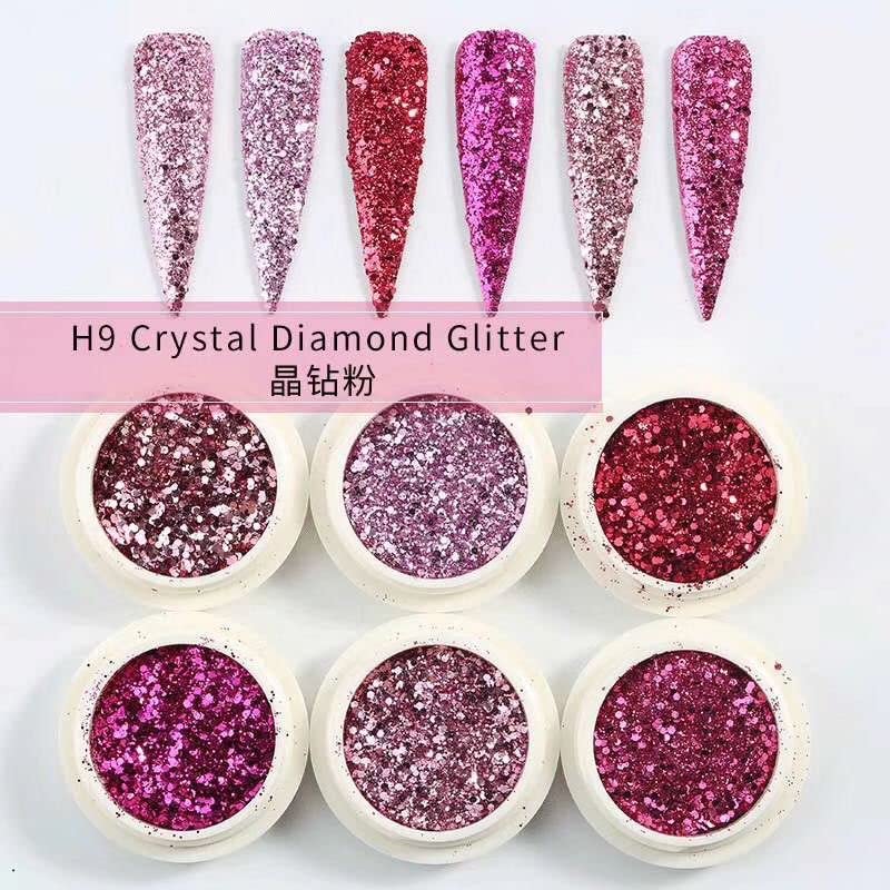 NAILWIND Nail Glitter Powder, Chrome Nail Powder, Metallic Mirror Powder, for Woman Girls,Nails Decoration,Nail Art Manicure,Nail Designs (6 Pcs Set, Pink)