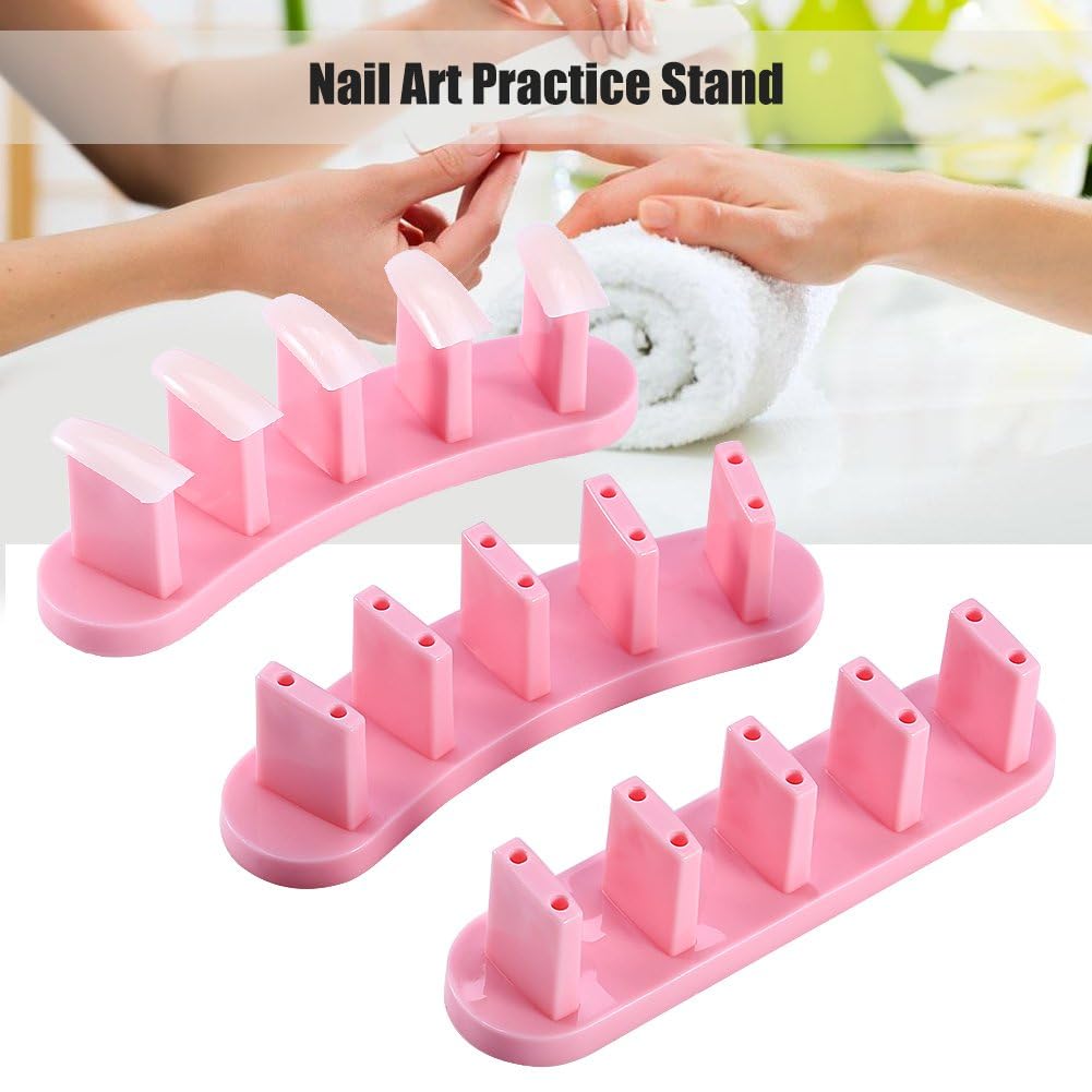 NAILWIND 3pcs False Nail Art Tips Practice Display Stand Tool with 10 pcs False Nail Tips for Gel Nail Polish DIY Nail Training Tools - Image 2