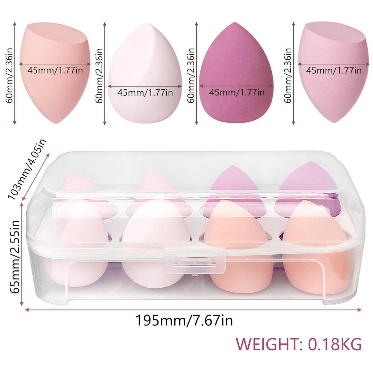 COSLUXE Makeup Sponge Set Beauty Blender with Egg Case, Soft Sponge For Liquid Foundation, Creams, and Powders?Latex Free Wet and Dry Makeup Purple Series, 8 Pcs - Image 9