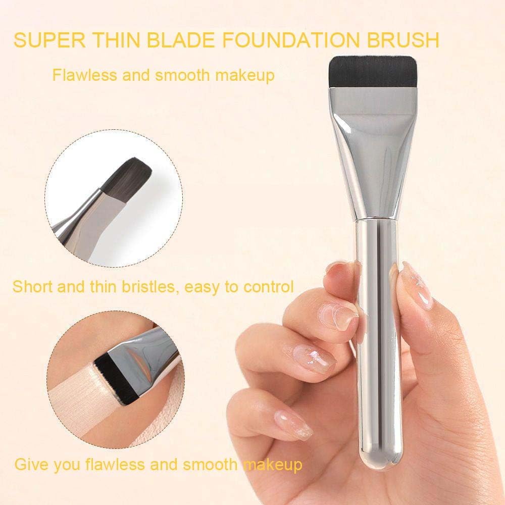 COSLUXE Flat Foundation Brush, Flat Head Foundation Brush for Liquid Makeup, Foundations' Brush Set for Liquid, Cream Foundation's Concealer Brush's Makeup Brushes 2 - Pcs - Image 8