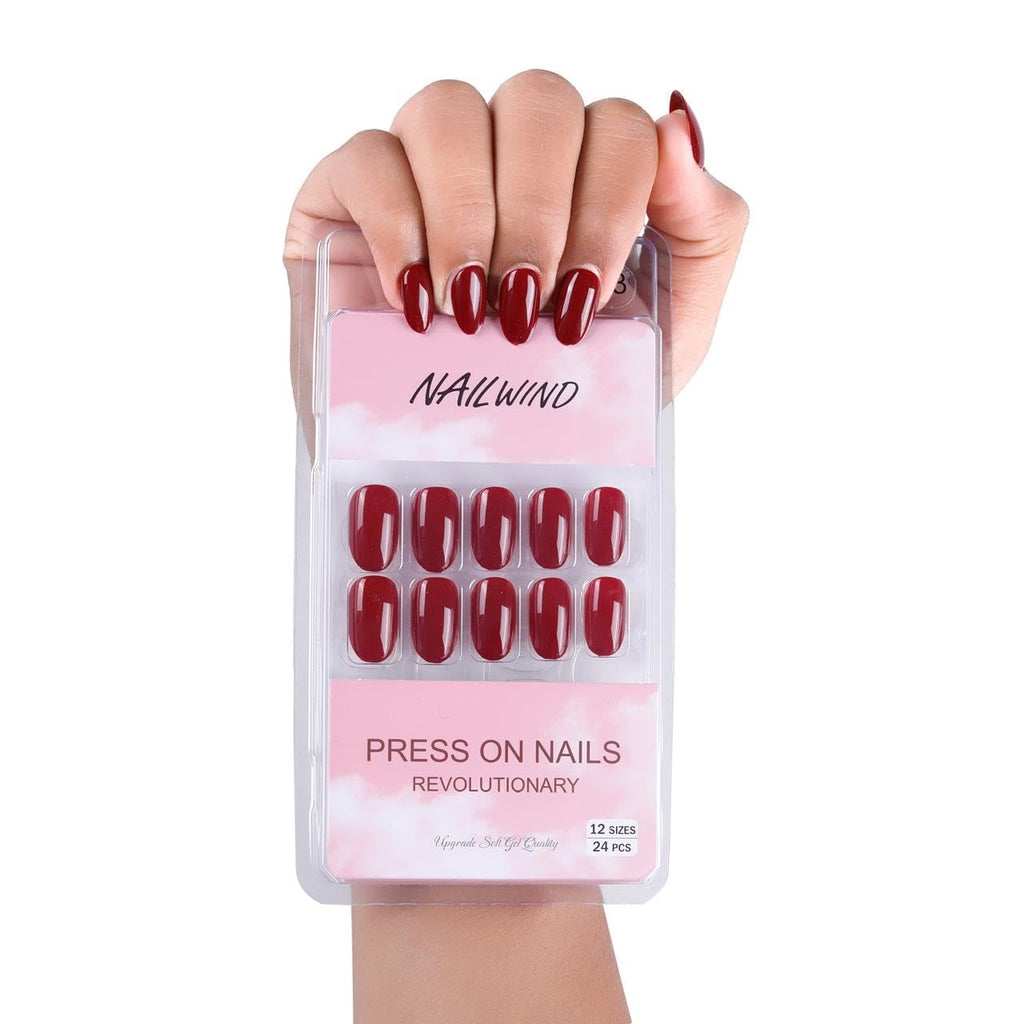 NAILWIND 24pcs Press on nails | Natural Short False Nails | Acrylic Full Cover Nails | Natural Fake Nails Delicate & Comfortable for Women and Girls (V-08)