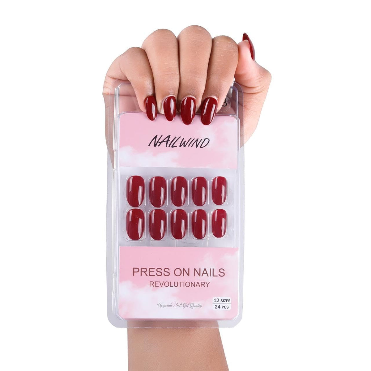 NAILWIND 24pcs Press on nails | Natural Short False Nails | Acrylic Full Cover Nails | Natural Fake Nails Delicate & Comfortable for Women and Girls (V-08)